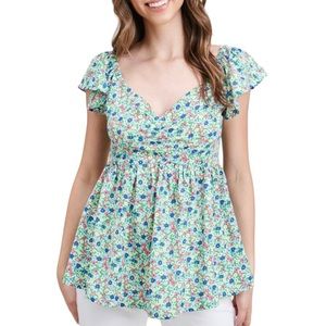 NWT Staccato Floral Babydoll Flutter Sleeve Top